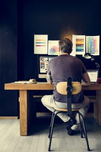 Man Busy Photographer Editing Home Office Concept